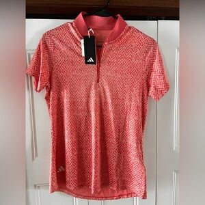 NEW! Adidas Coral Zip Polo- Womens Small Golf shirt